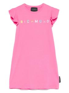 Платье John Richmond Junior с прорезиненным логотипом, розовый