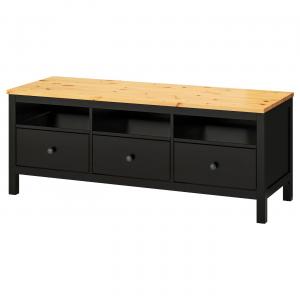 Тумба под телевизор HEMNES IKEA, 148x47x57 см, черный/светло-коричневый