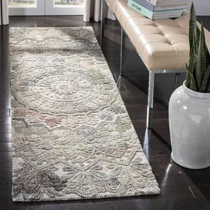 Ковер-дорожка SAFAVIEH, 69 x 244 см, Marquee Collection, Grey & Multi, ручной работы, медальон мандала из шерсти, идеально для помещений с высокой проходимостью в гостиной, спальне (MRQ110A)
