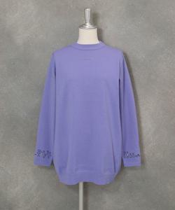 Вязаный свитер с вышитыми манжетами из шерстяной смеси