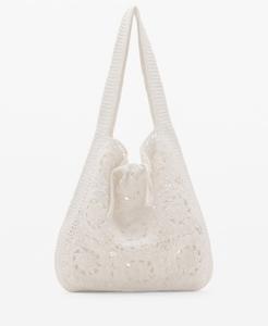 Женская вязаная крючком сумка-шоппер MANGO, White