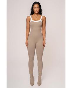 Комбинезон с ребристой текстурой JLUXLABEL, Beige/white