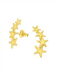 Alexander York Серьги-гвоздики STAR ROW из золота, изготовленные из серебра 925 пробы, комплект из 2 штук