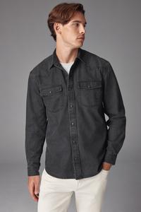 Рубашка с длинным рукавом из 100% хлопка в стиле вестерн Next, черный