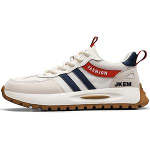 JKEM Кроссовки мужские, повседневные, с низким верхом, дышащие, увеличивающие рост, бежево-синие, легкие