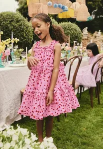 Вечернее платье прямого кроя с многоярусной юбкой и сердечками Next, Pink