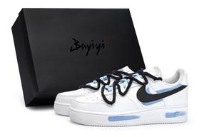 Кроссовки Air Force 1 для скейтбординга, унисекс, низкие, черный/синий Nike