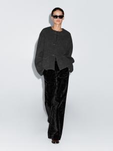 Расклешенные джинсы с высокой талией и флокированным узором Massimo Dutti, черный