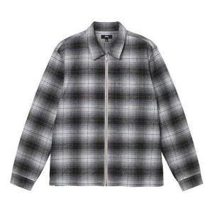 Рубашка paul shadow plaid zip shirt 'black white' Stussy, черный