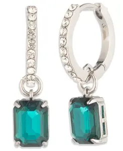 Серьги-Кольца из стекла и серебристого камня (также в золотистом оттенке) Lauren Ralph Lauren, green