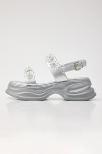 Сандалии с цветочным принтом и объемным рисунком