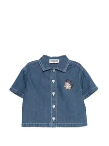 Рубашка с вышивкой Moschino Kids, синий