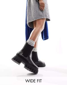 Черные массивные ботинки челси широкого кроя ASOS Anthem