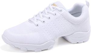 Мужские танцевальные кроссовки на шнуровке - дышащая синтетическая сетка - раздельная подошва, спортивные, для ходьбы и джаза, на платформе Vcixxvce, белый