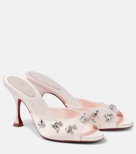Туфли-мюли degraqueen 85 из крепа с украшением Christian Louboutin, розовый