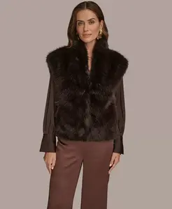 Женская искусственная меховая жилетка Donna Karan New York, коричневый