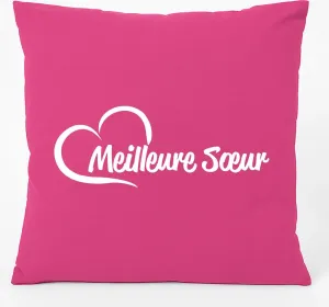 Подушка для дивана Huuraa Meilleure Sœur Cœur подарочная 40x40см с наполнителем хлопок цвета фуксии Meilleure Sœur сувенир Hellweg Druckerei