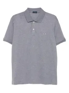 Хлопковая рубашка-поло с вышитым логотипом Paul & Shark, серый