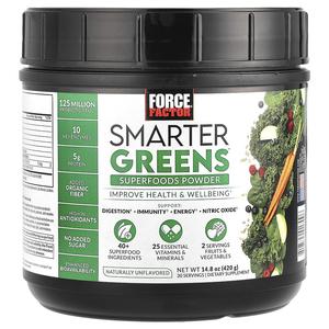 Force Factor, Smarter Greens , суперфуд в порошке, без добавок, 420 г (14,8 унции)