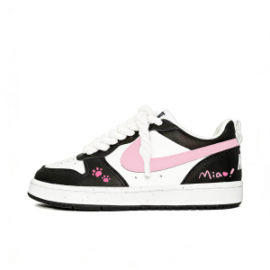 Nike Детские скейтбордистские кроссовки Court Borough Miao с противоскользящей и износостойкой подошвой, розово-черные, для подростков