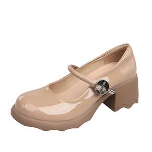 CZRSK Туфли Мэри Джейн на массивном каблуке 5,5 см женские абрикосовые, цвет Apricot