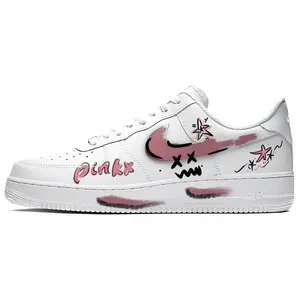 Nike Кроссовки Air Force 1 Stars Coverage с амортизацией, износостойкие, низкие, для скейтбординга, унисекс, розовые