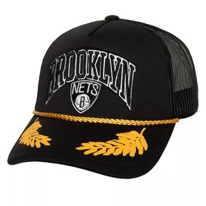 Мужская черная кепка Mitchell & Ness Brooklyn Nets из твердой древесины, классическая сетка с сусальным золотом, кепка Trucker Snapback