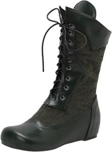 Женские ботильоны на шнуровке до середины голени, винтажные викторианские ботинки с клиновидным каблуком, повседневные туфли из искусственной кожи Kldyj, Green