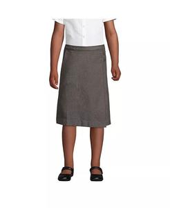 Школьная форма для больших девочек, тонкая однотонная юбка-трапеция ниже колена Lands' End, серый