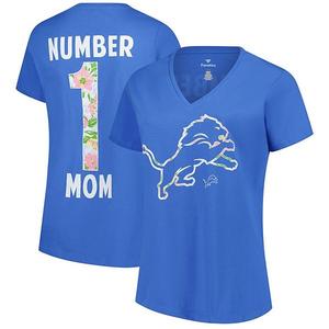 Женская синяя футболка Detroit Lions plus size с v-образным вырезом и цветочным принтом Fanatics
