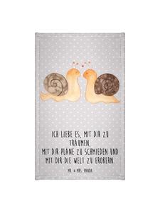 Mr. & Mrs. Panda Полотенце с изображением улитки и надписью пастельно-серого цвета