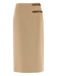 Кожаная юбка York Max Mara, нейтральный