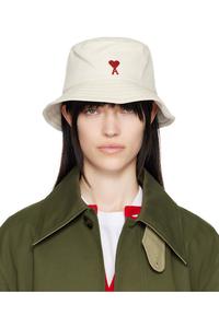 Хлопковая вышитая шляпа-ведро Ami de Coeur Ami Paris, белый