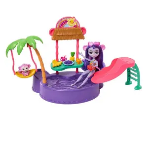 Детская кукла Enchantimals Sunshine Island Monkey With Pool And Accessories Mini doll, розовый