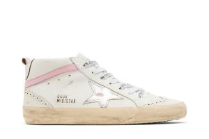 Кроссовки Golden Goose Wmns Mid Star White Silver Pink, белый