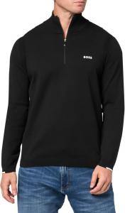 BOSS мужской свитер с четвертью молнии Tech Flex Cotton Stretch, Black Sky