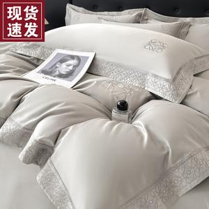 LUOLAI HOME Постельное белье 4 предмета, 180 см, простыня, цвет sena yueyin gray