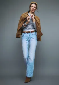 Джинсы-Клеш с поясом Stradivarius, Mottled Royal Blue