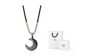 Искусственные стеклянные кошачьи глазки кулоны unisex Shiban, Moon Necklace (Obsidian)