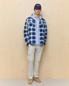 Мужская рубашка в клетку с флисовой подкладкой Easy Wear, темно-синий