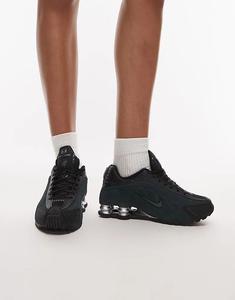 Кроссовки Nike Shox R4 черного и темно-зеленого цветов