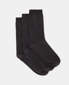 Набор из 3 однотонных носков для девочки Cotton Juice, антрацит