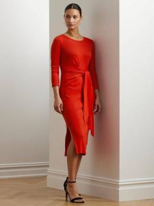 Платье миди Lauren Imalah из хлопковой смеси Ralph Lauren, Bright Vermilion