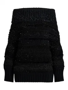 Декорированный свитер с открытыми плечами Ralph Lauren Collection, черный