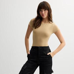 Боди с коротким рукавом и круглым вырезом для подростков So, Beige