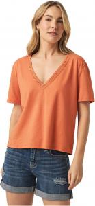 Футболка Splendid Kacey Crochet V-Neck Tee, Orange Tiger