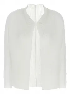 Плиссированный кардиган с длинными рукавами Wooly Pleats Issey Miyake, белый
