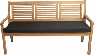 Подушка для скамейки 180×60×7 см, черная - подушка для сиденья садовой скамейки со съемным чехлом, удобная набивка для использования на улице и на террасе