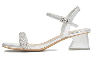Сандалии женские с ремешком 4 см, серебристые BASTO, Silver