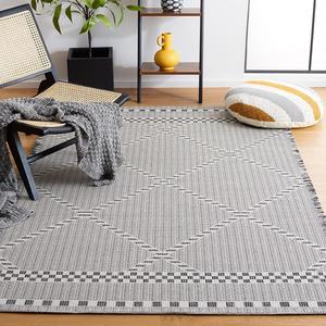 Ковер SAFAVIEH, 194 x 194 см, Augustine Collection - Ivory & Black, хлопковый дизайн, простой уход, идеален для помещений с высокой проходимостью в гостиной, спальне (AGT508Z)